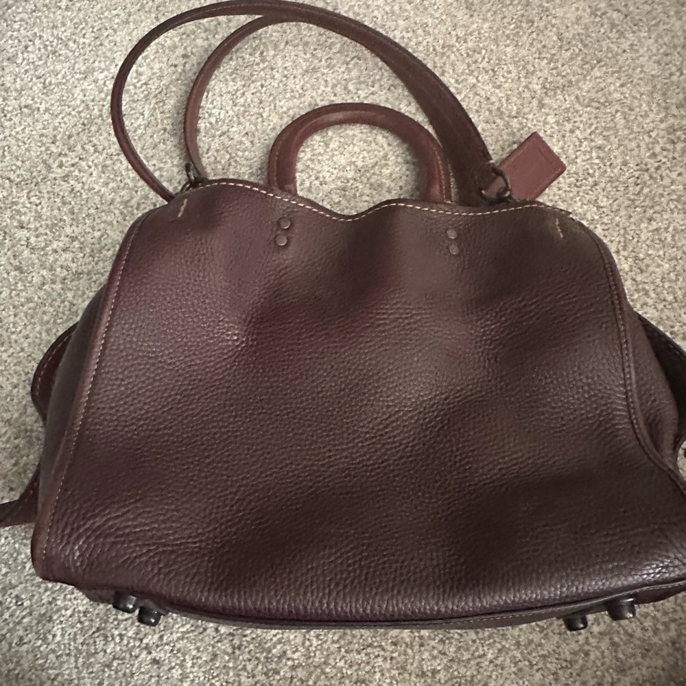 Coach Pebbled Leather Satchel in Oxblood